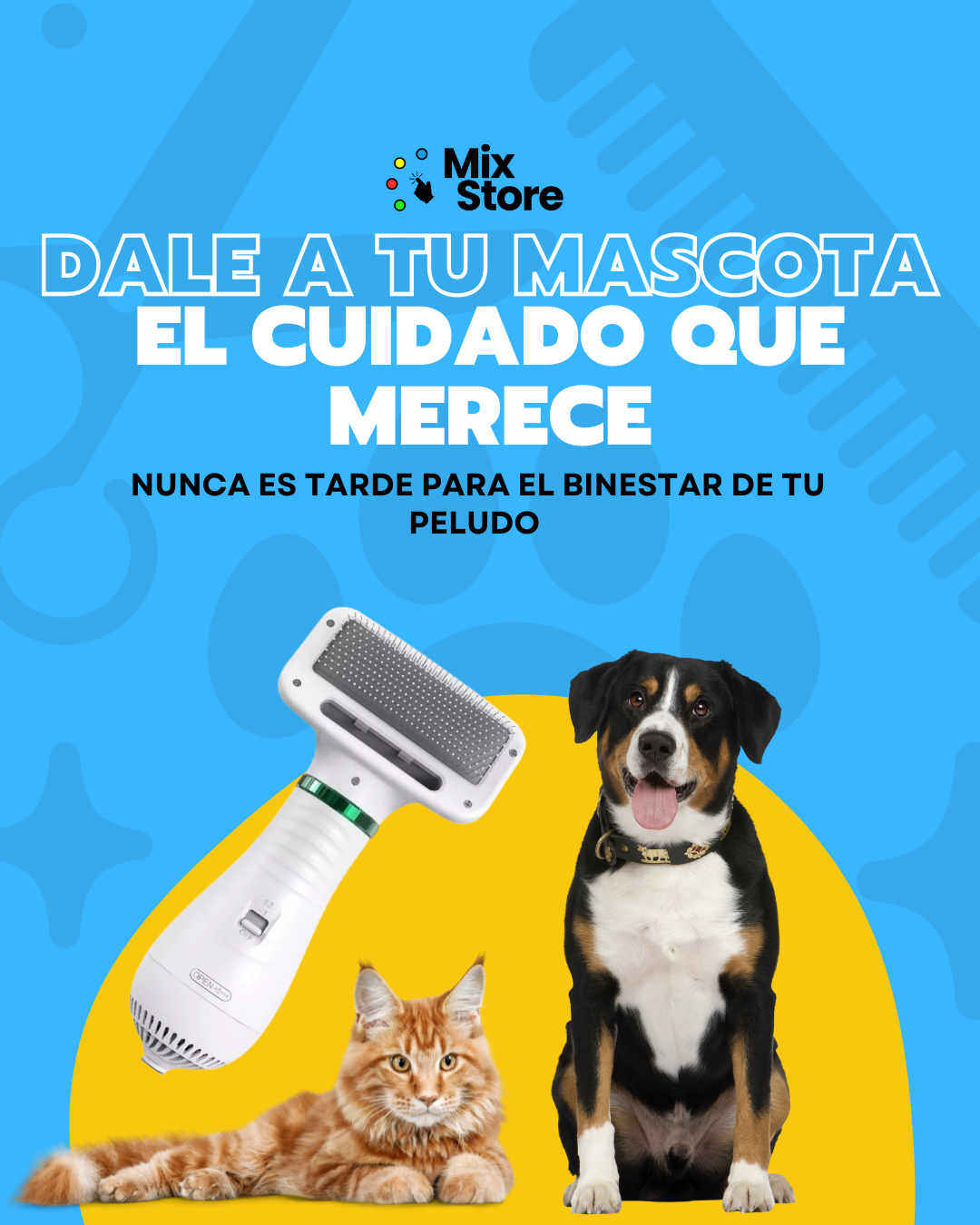 Cepillo Secador de Pelo para Mascotas
